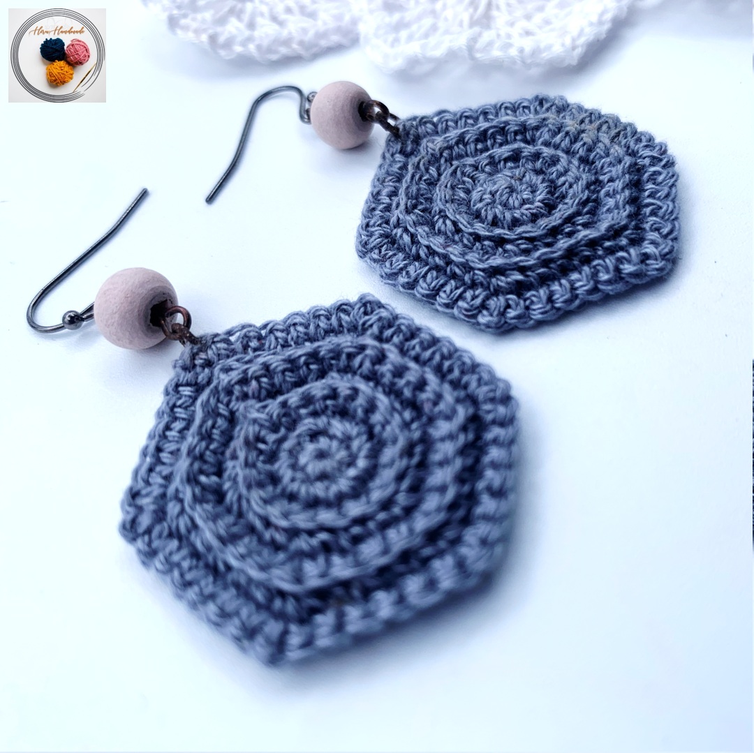 Easy Hexagon 3D Crochet Earring Pattern 4