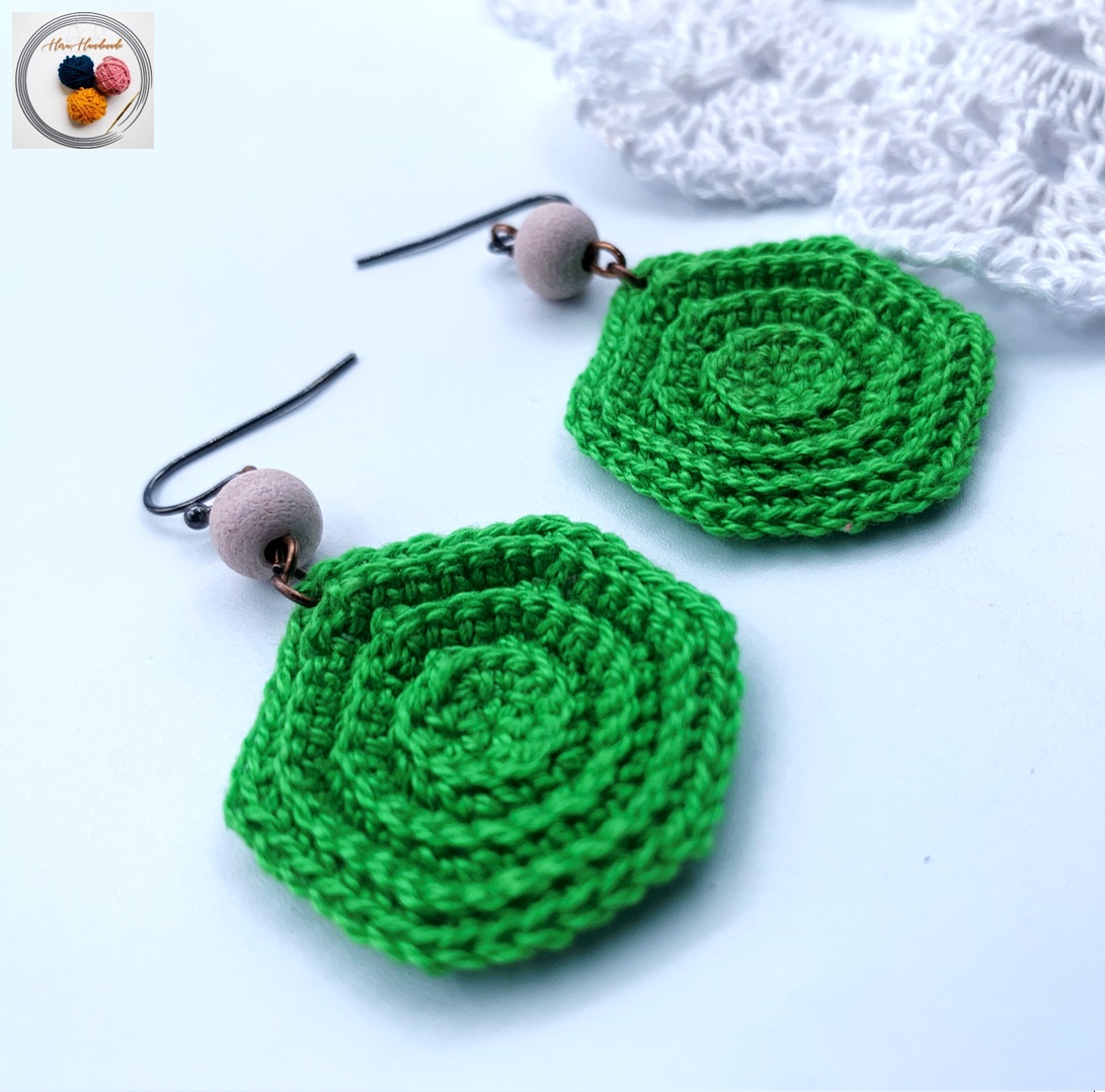 Easy Hexagon 3D Crochet Earring Pattern 6